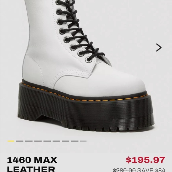 Dr. Martens Shoes - 1460 Max Leather Dr. Martens White soft leather Platform Lace-Up Boots